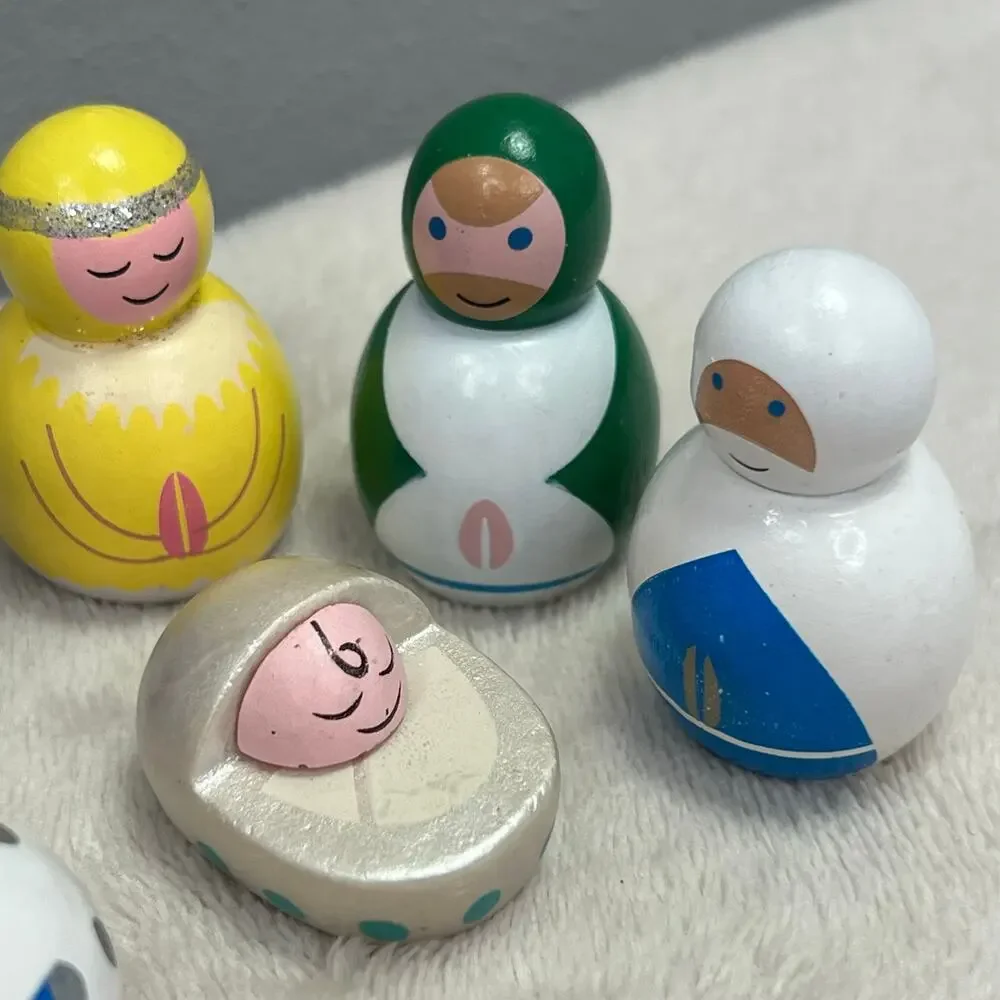Target Wood Nativity Set Figures Wooden Colorful Small Child Size 7 Piece